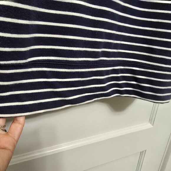 LL Bean Navy and white striped Pull over Collar Sweatshirt - Small - Picture 2 of 5